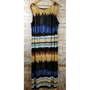 Sandra Darren Womens Plus SZ 20 Blue Brown Dress